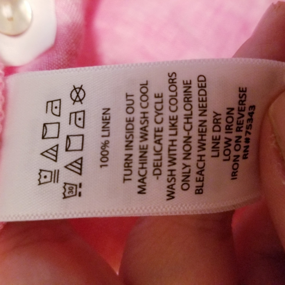 Jones ny linen pink sleeveless button up blouse - Picture 2 of 7